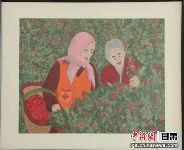 靖遠縣枸杞種植業(yè)帶動10多萬農民脫貧致富。刺繡 王明風 繡稿 胡靜