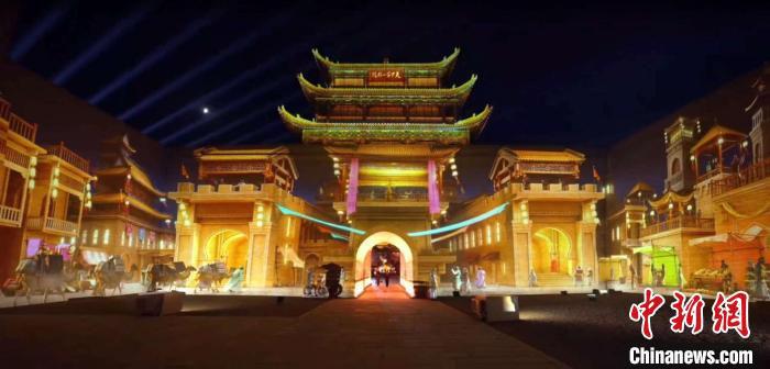 2024年7月15日，甘肅嘉峪關開啟“夜游”模式。圖為夜游燈光劇《天下嘉峪關》光影效果。(甘肅嘉峪關關城景區(qū)供圖)