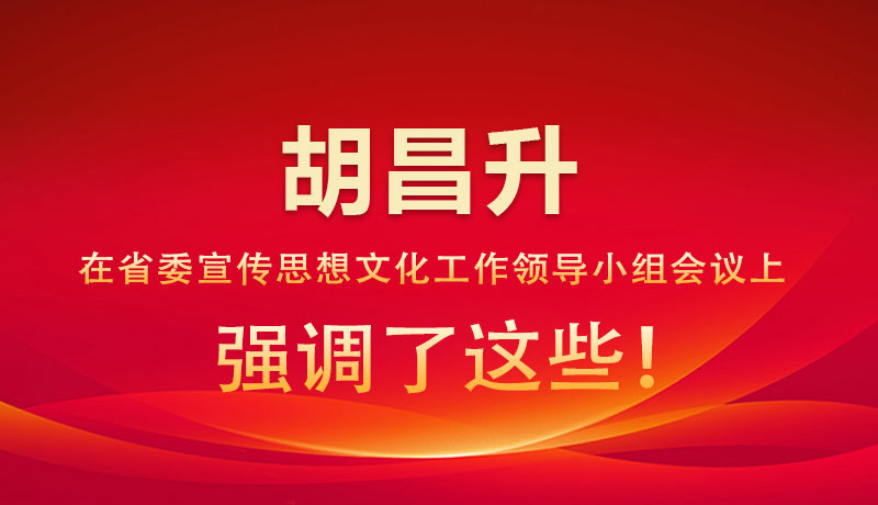 圖解|胡昌升在省委宣傳思想文化工作領(lǐng)導(dǎo)小組會(huì)議上強(qiáng)調(diào)了這些！